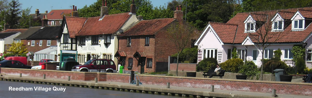 Reedham Village Quay, a popular mooring spot on the Norfolk Broads